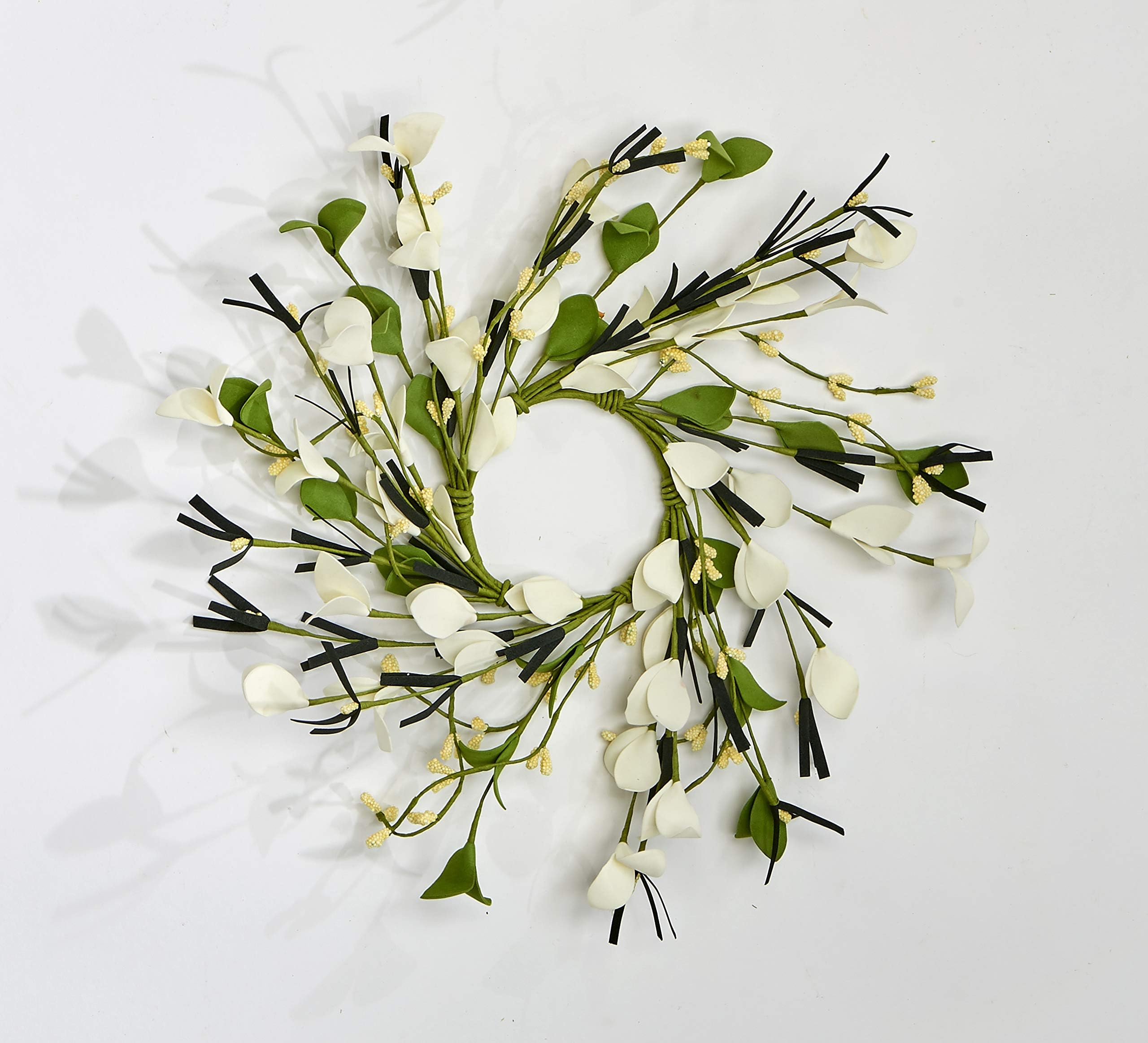 Worth Imports 3.25" Small Flower & Berry Set of 2 Candle Ring, White,Yellow,Green
