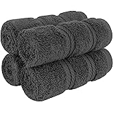 American Soft Linen Luxury Washcloths for Bathroom, 600 GSM 100% Cotton 4 Piece Turkish Wash Cloth Set, 13x13 in Soft Rags for Body and Face, Dark Gray Washcloths