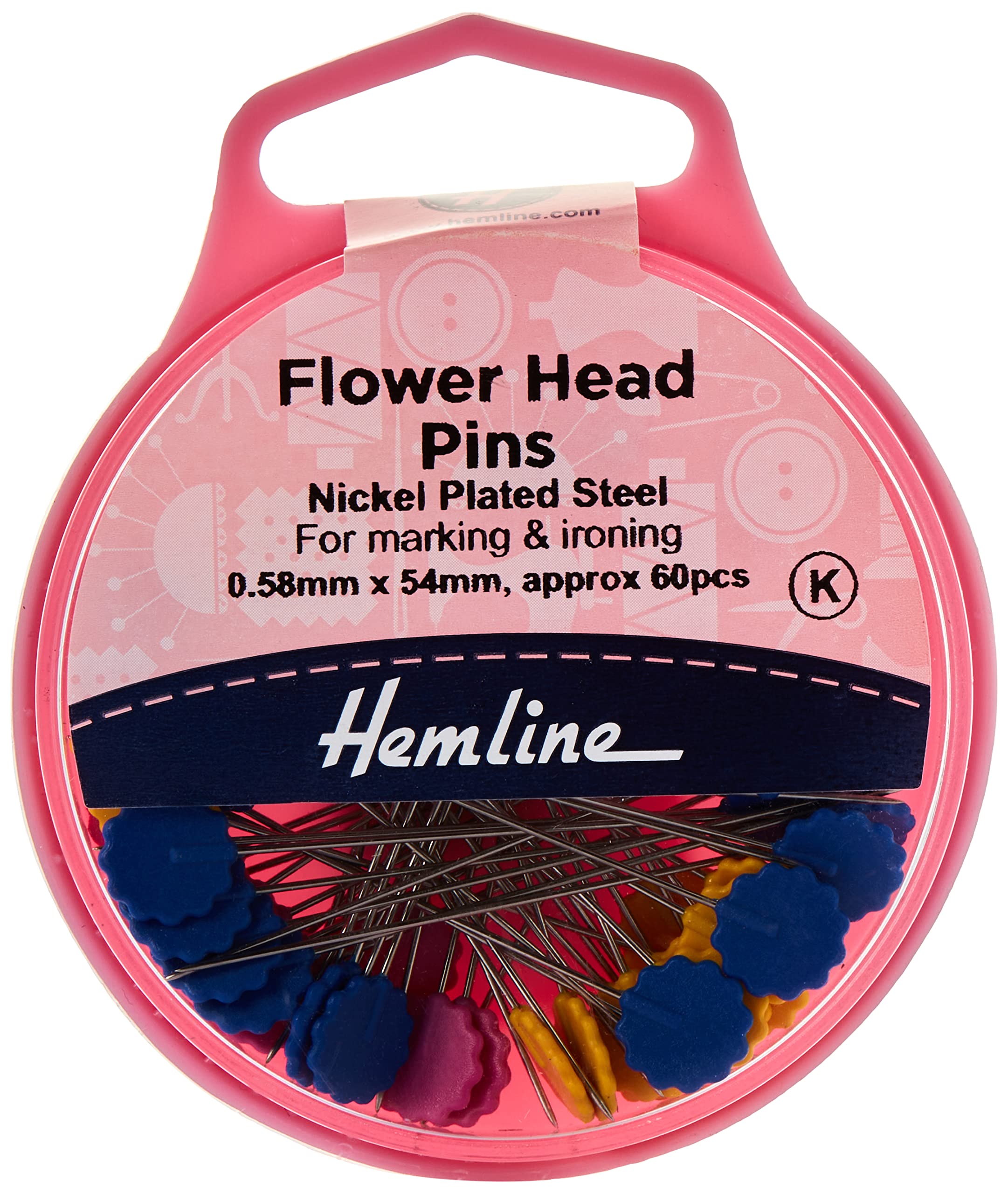 Hemline Flower Head Pins, 54mm, pk of 36