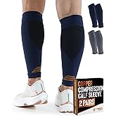 Doctor's Select 2 Pairs Copper Calf Compression Sleeve - Leg Compression Sleeves for Women & Men, Shin Splint Relief