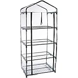 Pure Garden 4-Tier Greenhouse – Outdoor Gardening Hot House with Zippered Cover and Metal Shelves for Growing Vegetables, Flo
