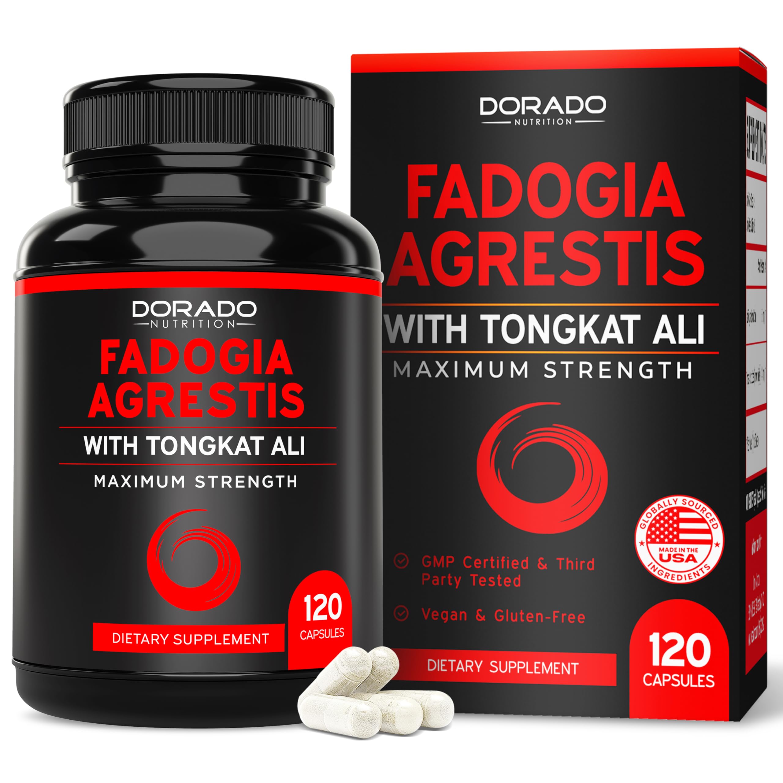 Fadogia Agrestis and Tongkat Ali Supplement Performance Blend - (120 Capsules) - [Maximum Strength] - Strength, Drive, Athletic Performance & Muscle Mass - Gluten Free, Non-GMO, Vegan Capsules
