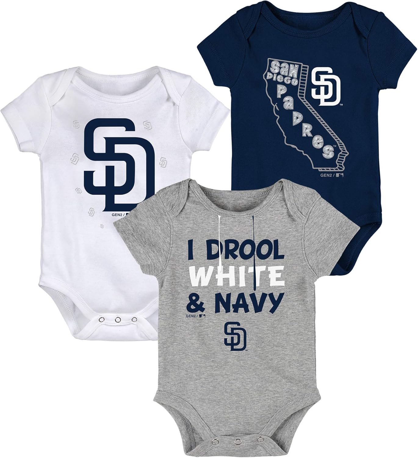 MLB Newborn Infants"Big Time Fan" 3 Piece Bodysuit Creeper Set: Clothing