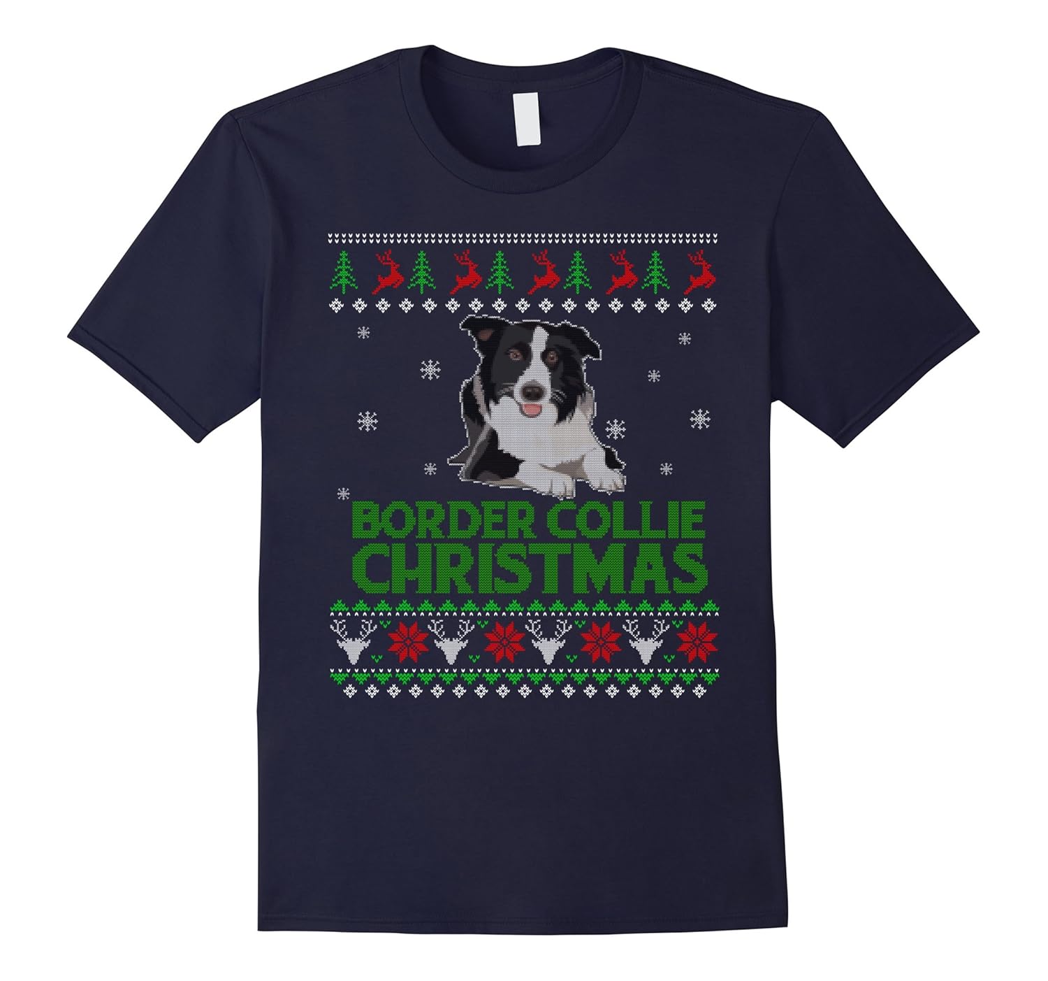 Christmas Ugly For Border Collie T shirt-Rose