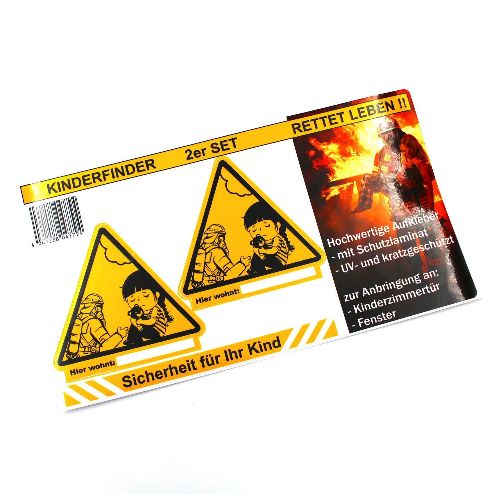 Children's Finder Set of 2 Stickers Fire Protection Control System for Fire Brigade R052 (PVC Film)