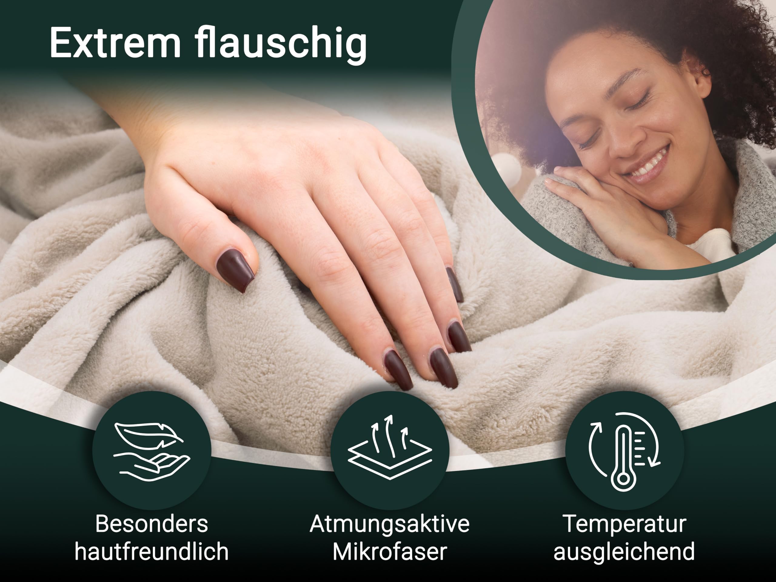 ZOLLNER Kuscheldecke flauschig in 150x200 cm - super kuschelige und warme Sofadecke - waschbar bis 95°C - atmungsaktive Mikrofaser in beige - Hotelwäschequalität - Oeko Tex® Zertifiziert 2