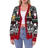 RAISEVERN Ugly Christmas Cardigan Sweater Women Oversized Knit Open Front Tops