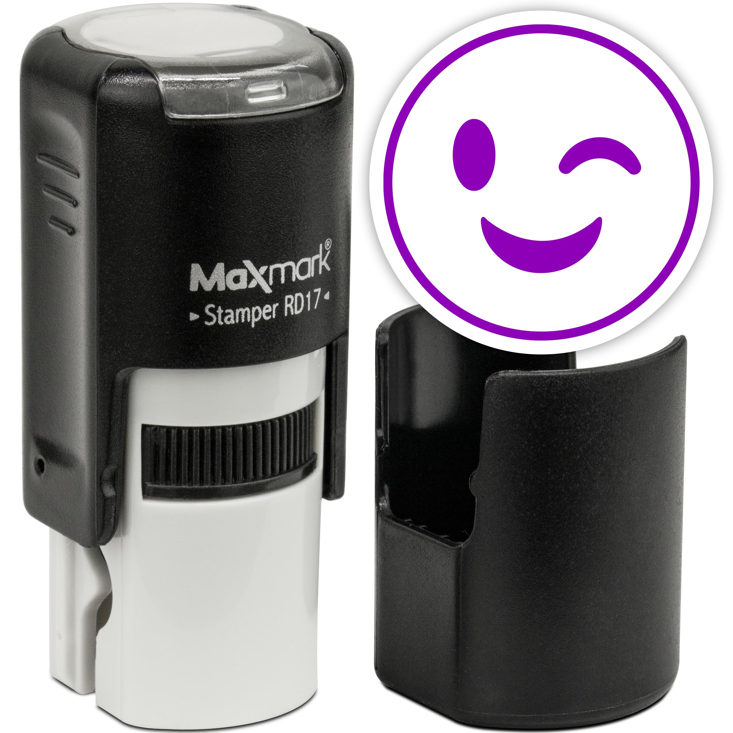 MaxMark Round Self Inking Emoji Stamp - Wink