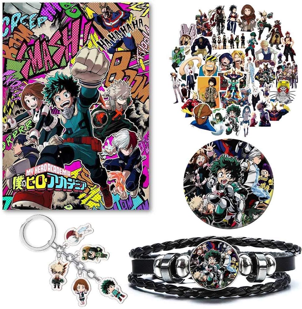 Christ For Givek My Hero Academia Characters Poster/Keychain Acrylic/Badge Pin/Leather Bracelet/Sticker PVC, Creative Anime Set for Fans(H01)
