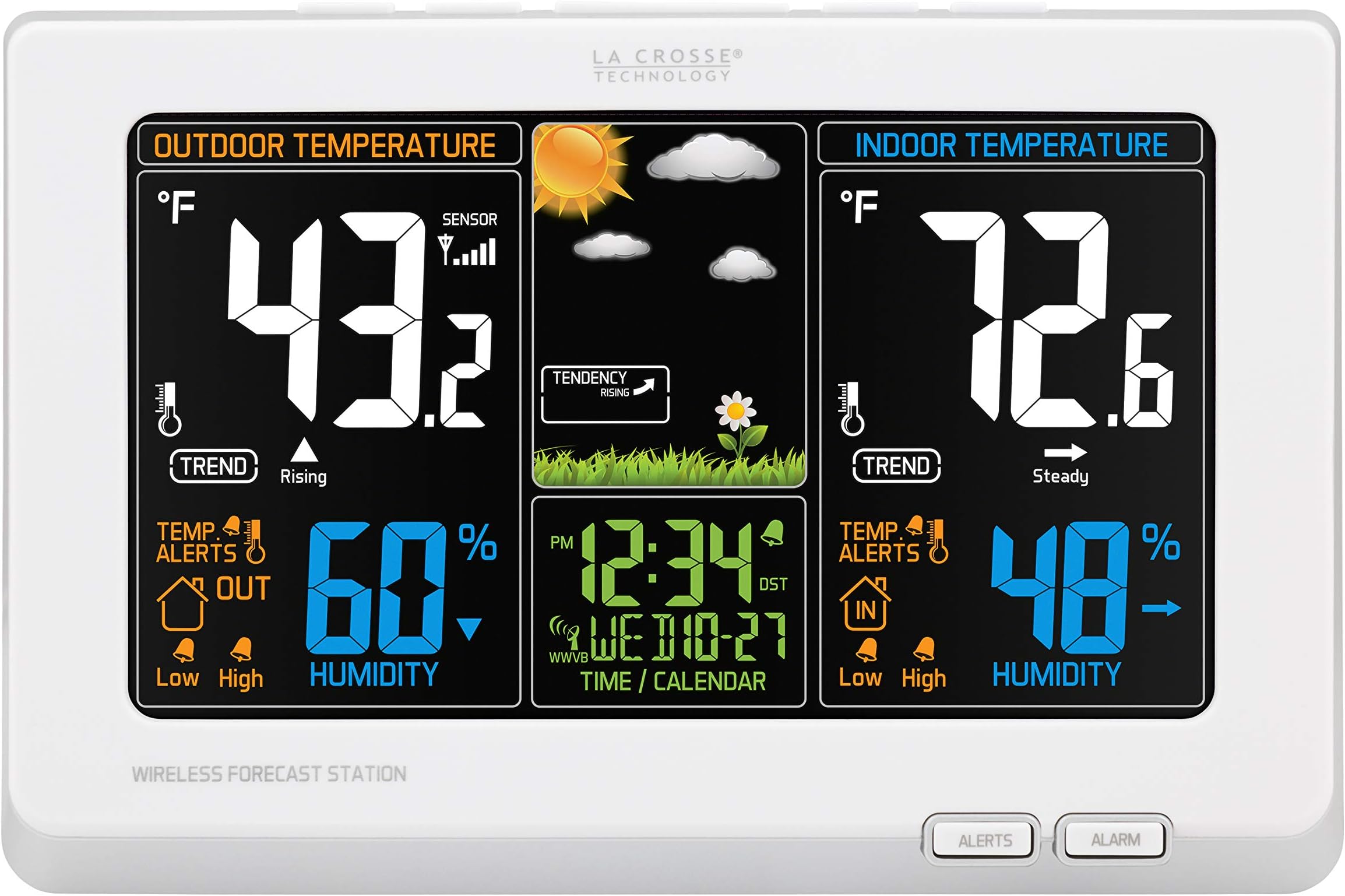 La Crosse TechnologyWireless Atomic Digital Color Forecast Station with Alerts, White (308-1414W)
