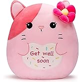Colliyarko Get Well Soon Cat Large Plush Pillow Stuffed Animal Toy Patient Feel Better,12.5" Big Size Cute Plushie,Gift for Kids Women Girls