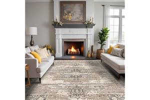 RUUGME Washable 9x12 Area Rugs - Large Rugs for Living Room Stain Resistant Carpet Vintage Rugs for Bedroom with Non Slip Backing Home Decor Floor Decoration Mat (9x12 Beige)