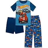 Hot Wheels Boys Pajama Set - 3 Piece Set Pants, Shirt & Shorts - Sleepwear Pjs For Kids & Toddler Pajamas - Official Product