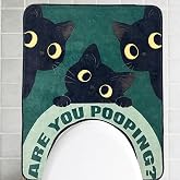 Homantic Funny Bathroom Rug U Shaped Bathroom Rugs Toilet Mat Rug 24x20In | Short Plush Fun Toilet Rug Black Cat Toilet Mat Cute Contour Rug Non Slip Bathroom Toilet Rugs Green Toilet Rug Bath Mat