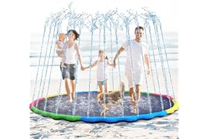 Lewtemi 8 ft Giant Nonslip Splash Pad 96" for Adult Kids and Dog, Thicken Sprinkler Pool Summer Outdoor Water Playmat for Backyard, Fun Backyard Fountain Pad(Cute)