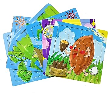 Lakshya India Wooden Jigsaw Puzzle for Kids Pack of 6 Different Vegetable Theme with 16 Piece Puzzle in A Frame Board