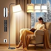 Caromolly Light Therapy Lamp, 10000 Lux Daylight Lamp with Remote & Touch Control, Adjustable Color/Brightness/Timer, Therapy Light Floor Lamp with Linen Shade for Bedroom, Office, Living Room