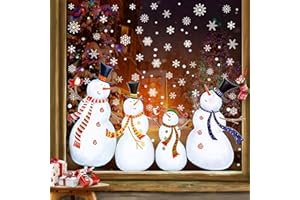 LITUPIC Christmas Window Clings Snowman Window Clings Snowflakes Decals Static Stickers for Christmas Decorations Indoor Décor Ornaments Xmas Party Supplies
