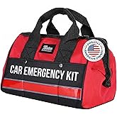 Thrive Car Emergency Kit & Roadside Emergency Car Kit - 104-Piece Set, Red Canvas Bag, Universal Fit - Jumper Cables, Escape