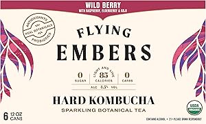 Flying Embers, Kombucha Hard Wild Berry, 6pk, 12 Fl Oz Cans