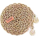VEVOR Transport Binder Chain, 5/16''x20' Tow Chain with Grab Hooks, 4900lbs Safe Working Load, G80 Heavy Duty Chain, Logging Chain for Transporting Towing, Tie Down Binding Equipment