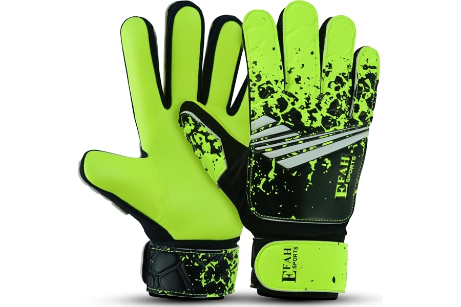 EFAH SPORTS Soccer Goalie Goalkeeper Gloves for Kids Boys Children Youth | Strong Grip Latex Palm
