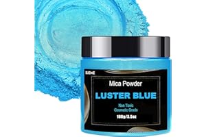BIJIZME Blue Mica Powder(100g) Big Bottle Pigment Powder Multipurpose DIY Arts and Crafts Additive, Woodworking, Epoxy, Resin, Natural Bath Bombs, Paint, Soap,Nail Polish, Lip Gloss(Luster Blue, 3.5oz)