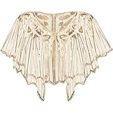 SWEETV Women's 1920s Shawl Wraps,Sequin Beaded Flapper Evening Shawls for women formal/Party/Wedding/Formal/Harlem night
