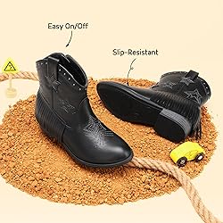 DREAM PAIRS Girls Cowgirl Cowboy Ankle Western