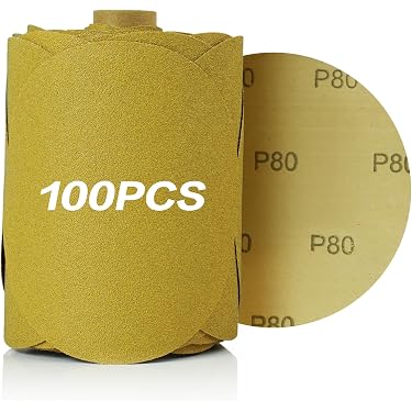 Abrasive Resource 8-Inch Gold PSA Sanding Discs – 25 Pack, 80 Grit For Wood & Metal
