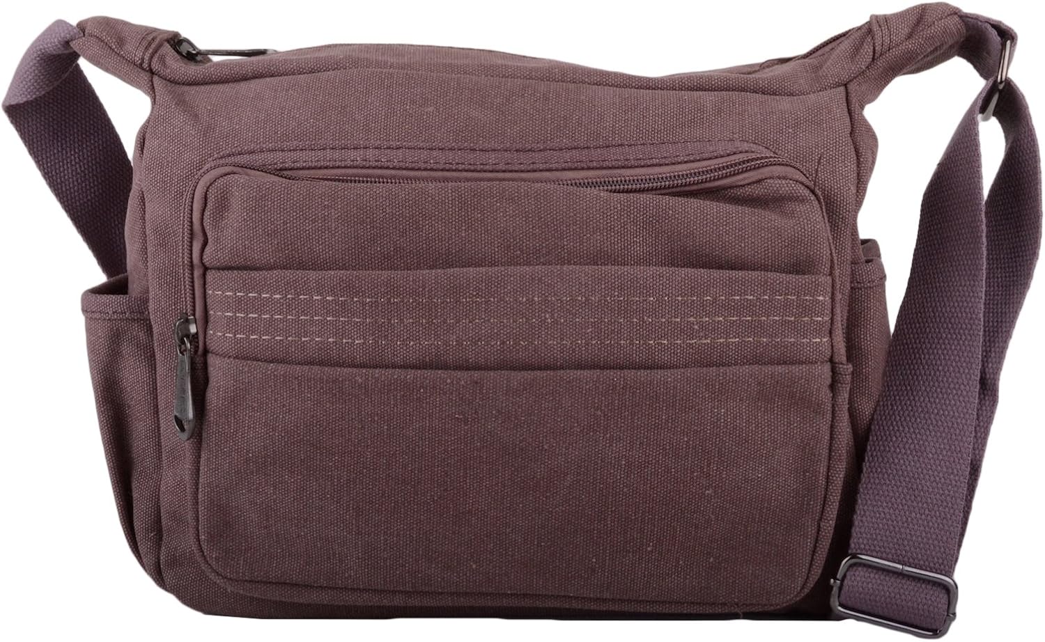 WYE LEATHER Womens/Mens Canvas Work/Travel/Holiday Shoulder/Small Messenger Bag - Burgundy