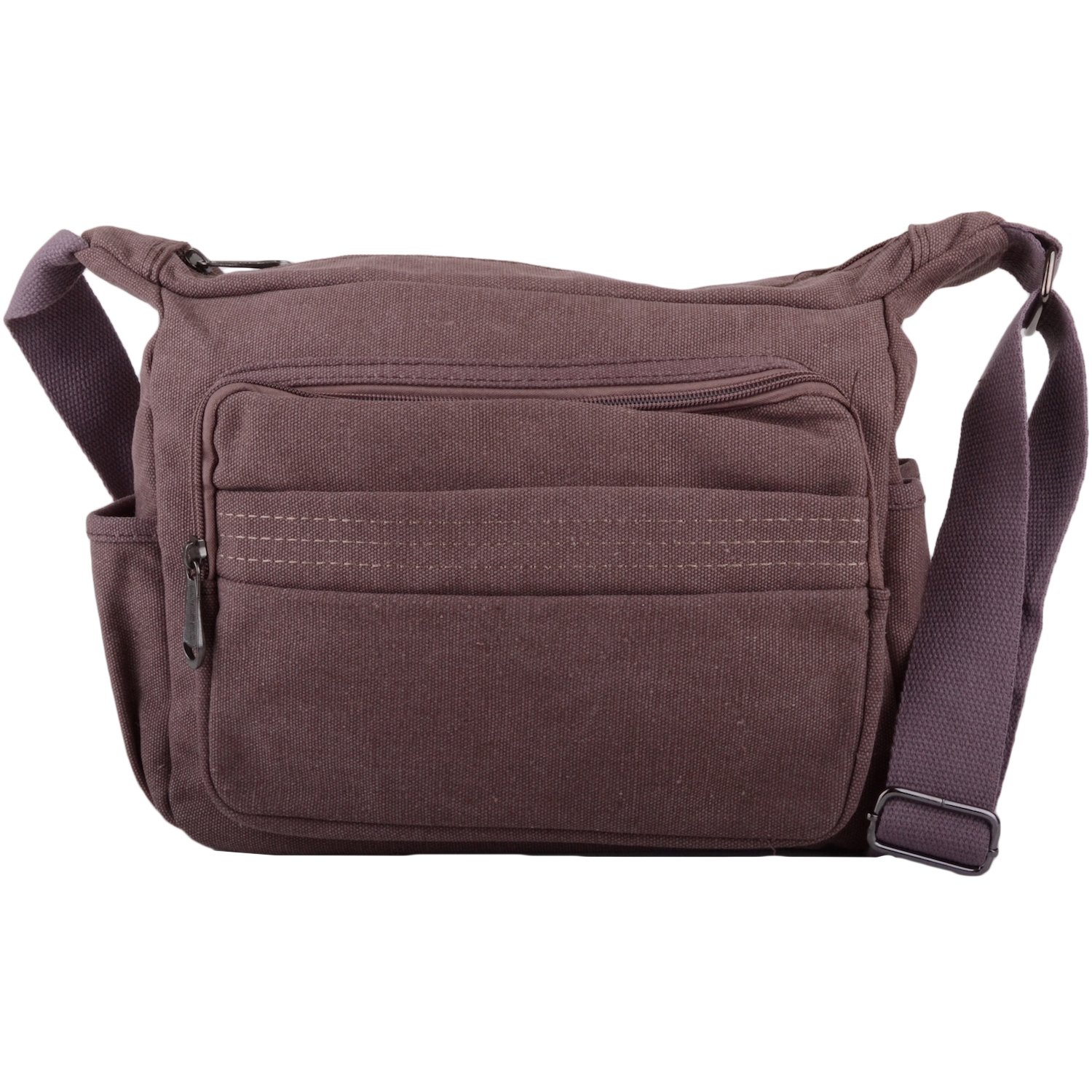 WYE LEATHER Womens/Mens Canvas Work/Travel/Holiday Shoulder/Small Messenger Bag - Burgundy