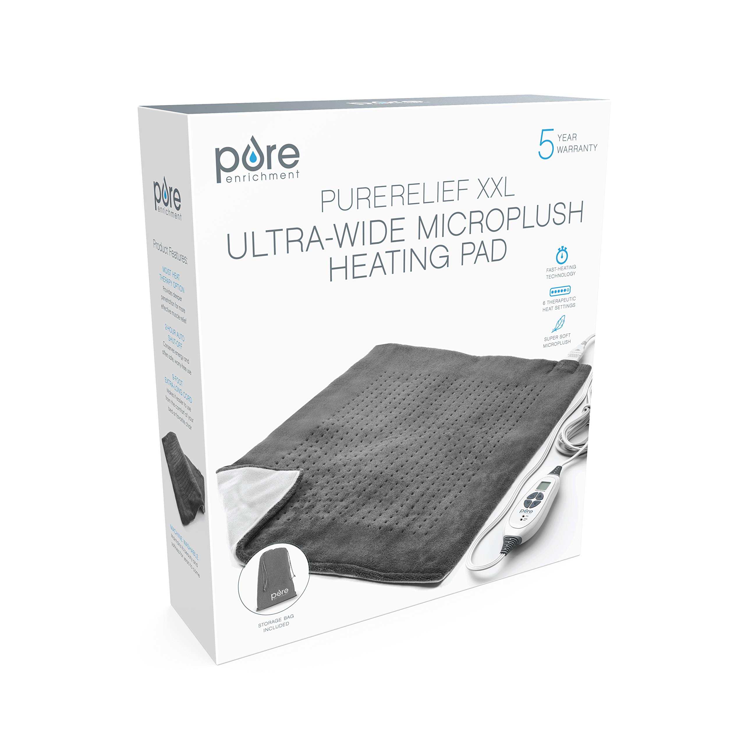 Pure Enrichment PureRelief XXL UltraWide Heating Pad for Back Pain and