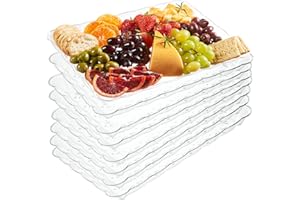 Plasticpro Plastic Serving Trays - Rectangular Platters 9.25" x 12", Disposable Party Plate, 8 Clear
