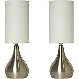 Light Accents Set of 2 Modern Table Lamps 18 Inches Tall with 3-Way Switch and White Fabric Drum shade (2 Pack Set)