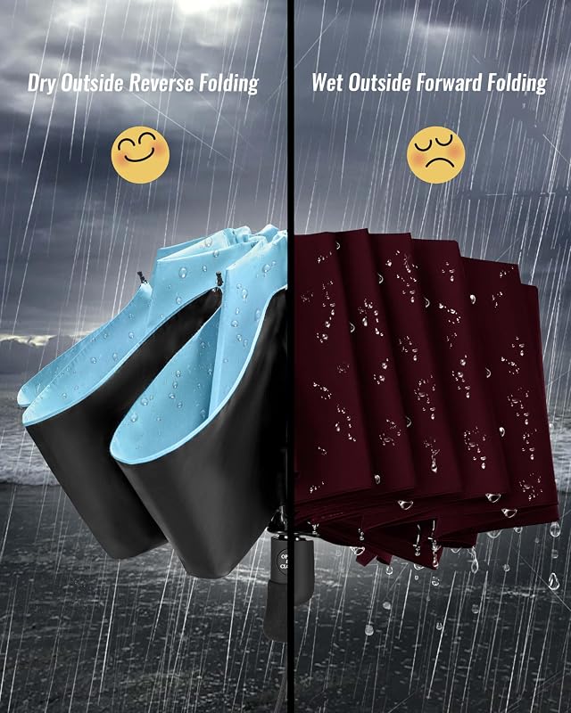Parapluie Pliant inversé Compact Anti UV- Parapluie Femme Automatique Resistant Vent, Parapluies de Voyage Portables, Revêtement en polyester 210T, Portée 106 cm, 8 Sections — photo 6 sur 8