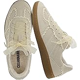 CUSHIONAIRE Belinda Women’s Lace Detail Casual Sneakers – Elegant Ribbon Lace-Up Shoes with Memory Foam