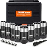 10-Piece Locking Lug Nut Removal Tool,1/2" Drive Deep Lug Nut Extractor Set | for Damaged, Rusted, Rounded, Dual-Layer Reinforcement, Deep Well , 14‑27mm, Cr‑Mo Steel, Reverse Spiral Flute, Storage Case