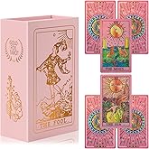 LYINGFISH Tarot Cards for Beginners Pink Tarot Cards with Guide Book Gold Foil with Meanings on Them 78 Classic Origina Waterproof Rider Waite Taro Deck Fortune Telling Game(Pink)