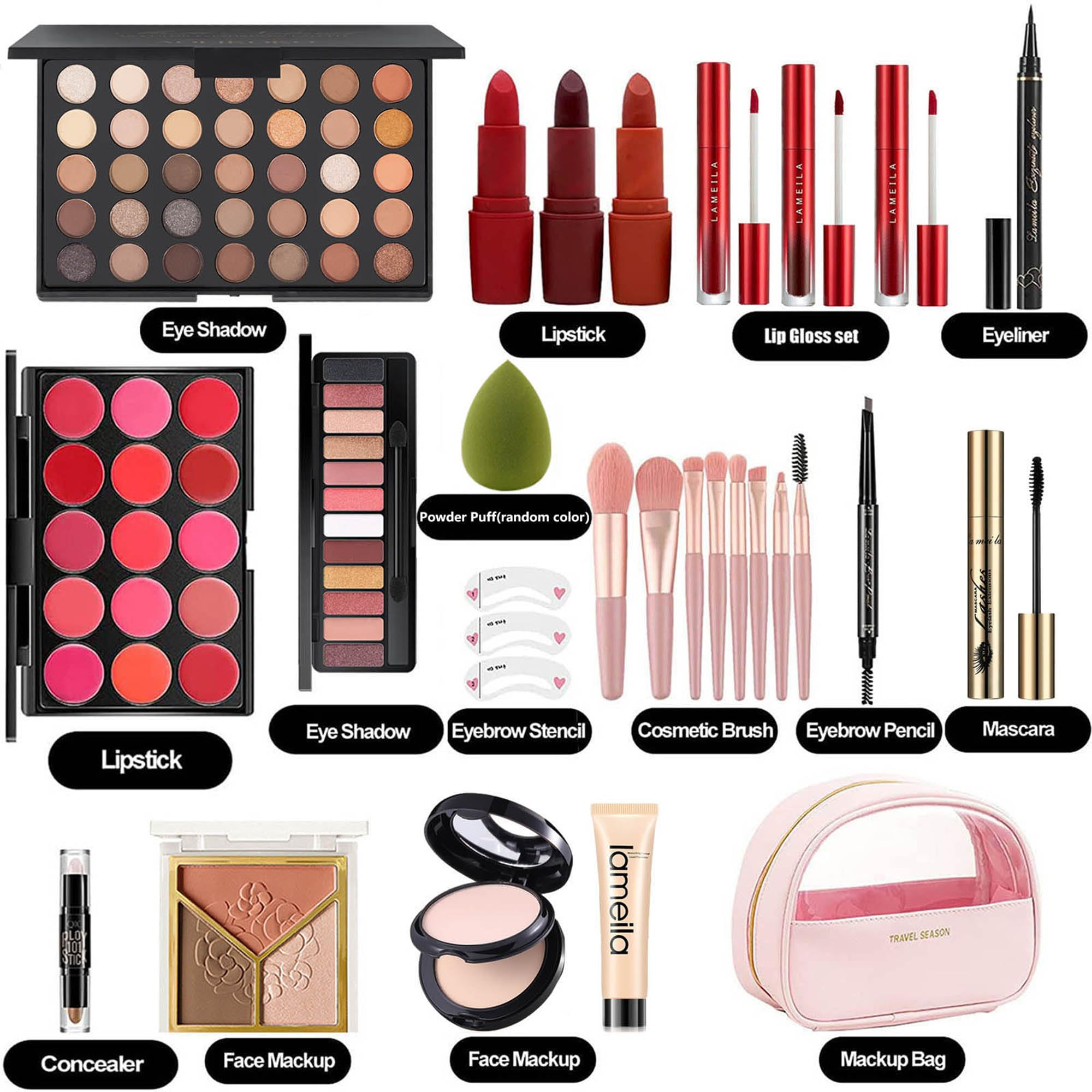 M All In One Full Makeup Kit for Women, Multipurpose Makeup Sets, Beginners and Professionals Alike, Easy to Carry(Pink)