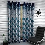 Home Sizzler 2 Piece Eyelet Polyester Window Curtain Set - 5ft, Blue