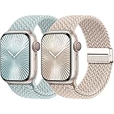 Braided Stretchy Bands with Magnetic Clasp Compatible for Apple Watch Band 38mm 40mm 41mm 42mm 44mm 45mm 46mm 49mm Women Men, Nylon Sport Solo Loop for iWatch Series 11 10 9 8 7 6 5 4 3 Ultra 3 2 1 SE