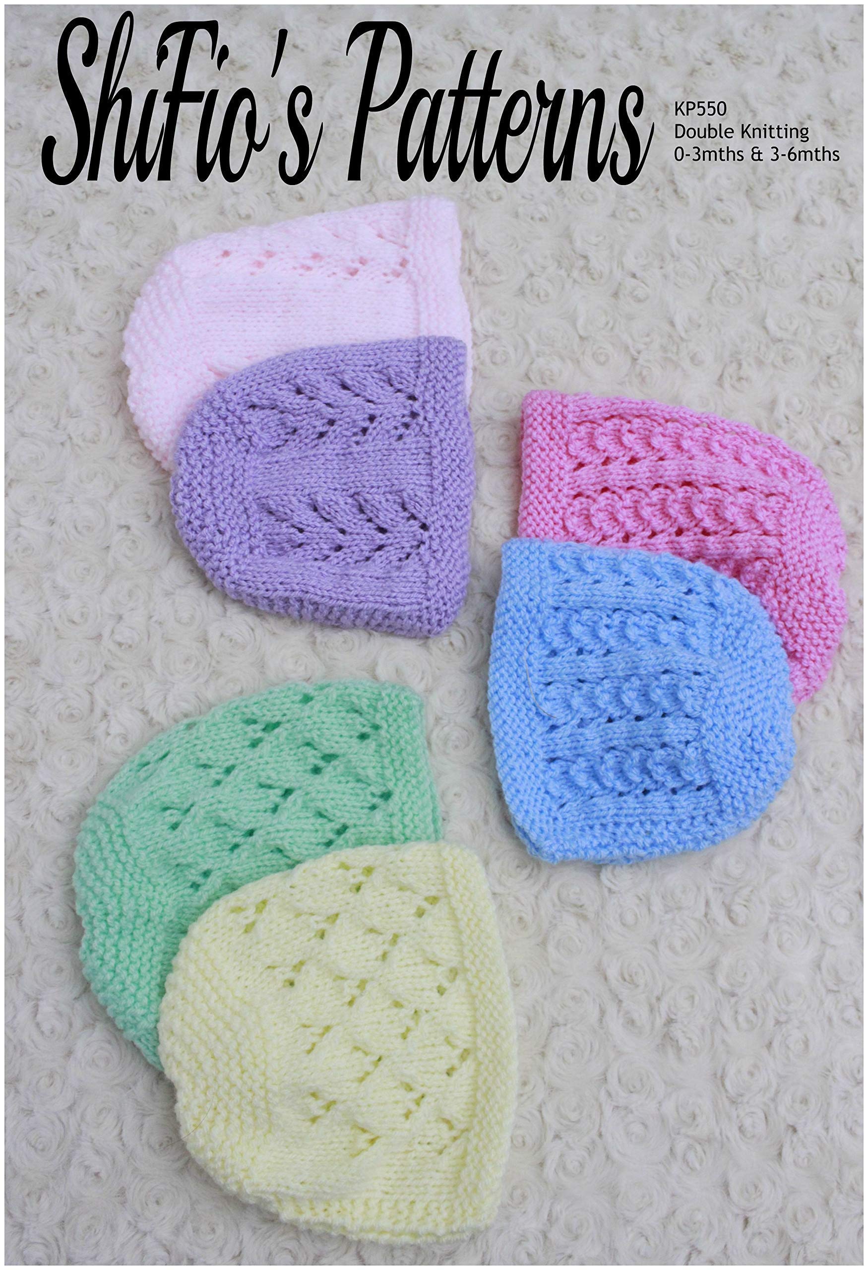 Paper Pattern Knitting Pattern for Baby Bonnets, 3 Different Designs, Double Knitting Baby Pattern, KP550