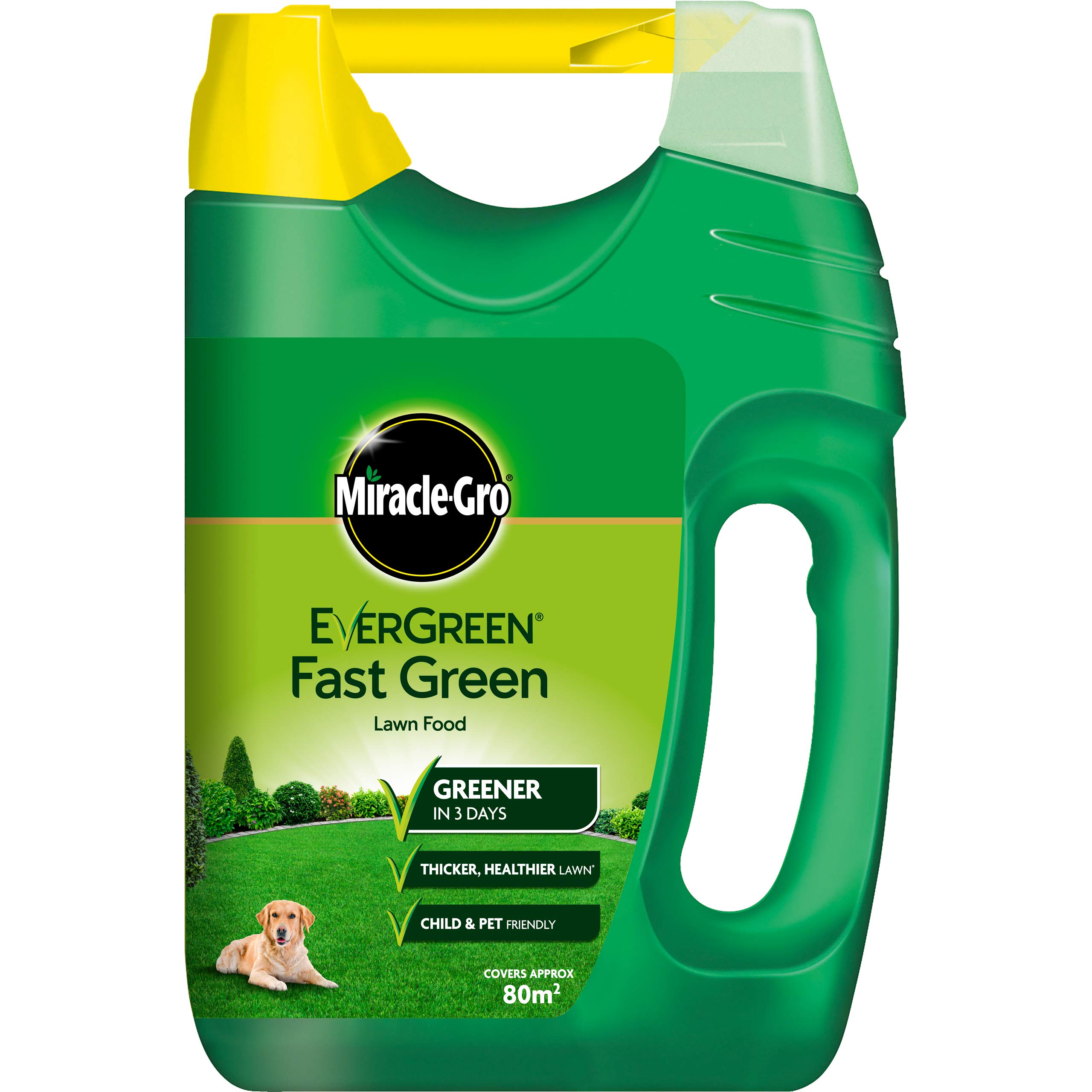 Miracle-Gro EverGreen Fast Green Lawn Food, Spreader, 80 m2 (Child and Pet Friendly)