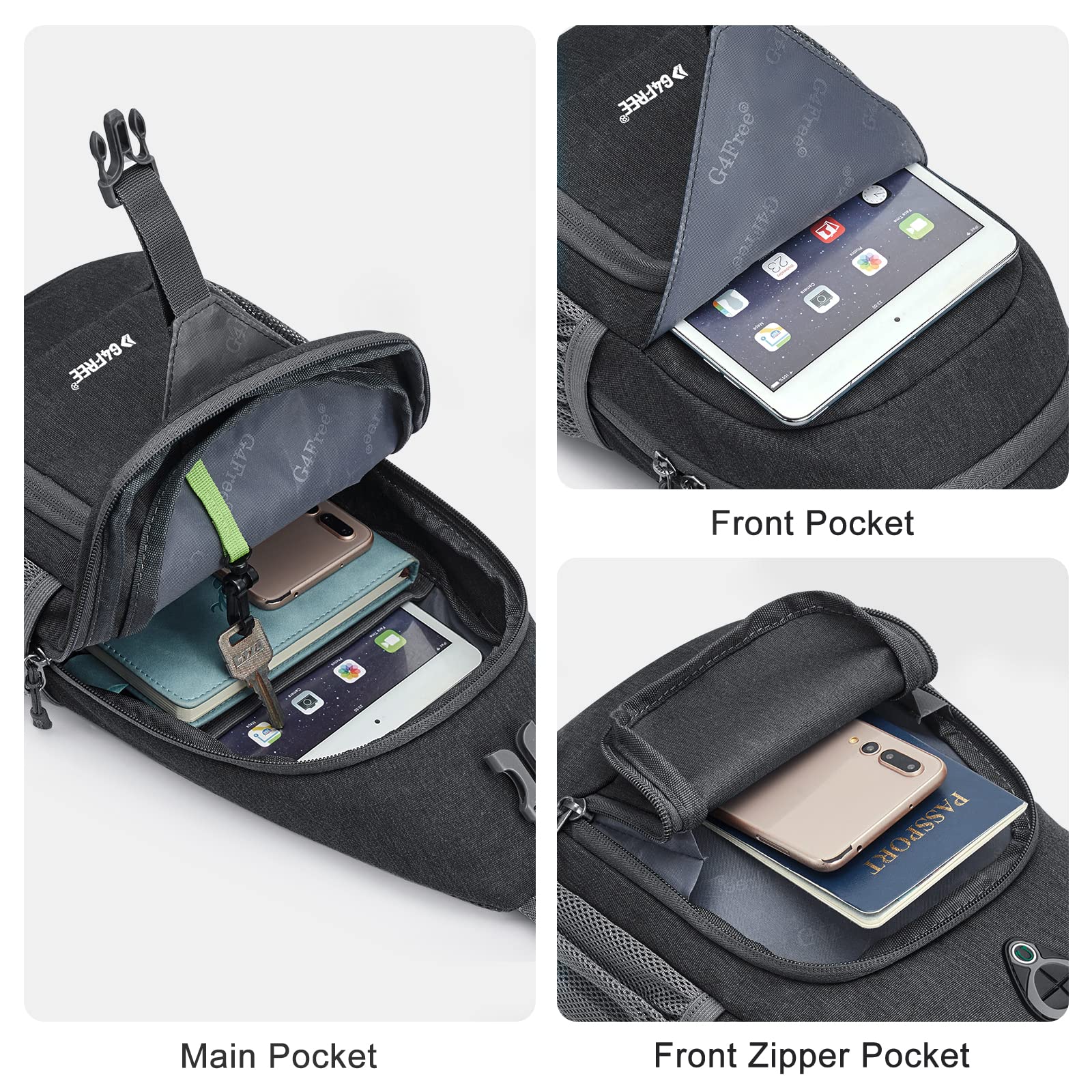 G4Free RFID Sling Bag Crossbody Backpack Small Chest Shoulder Bag Hiking Outdoor