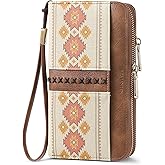 BOSTANTEN Wallets for Women Leather RFID Double Zipper Around Credit Card Holder Large Capacity Wristlet Clutch Wallet