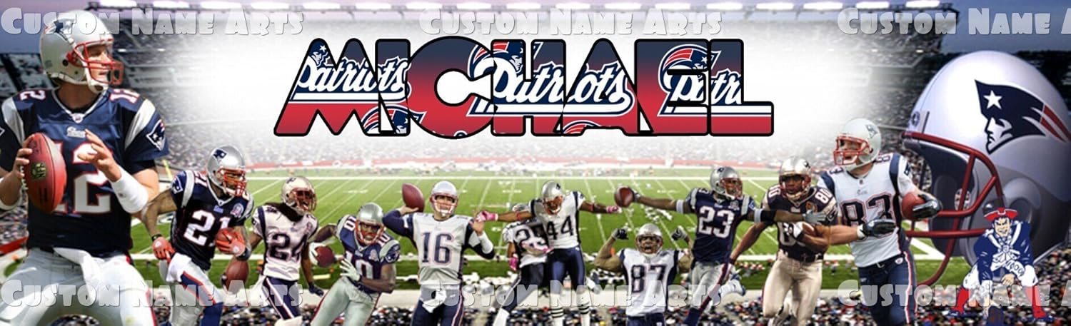 Amazon Com Personalized New England Patriots Nfl Banner Birthday Poster Custom Name Painting Sports Outdoors