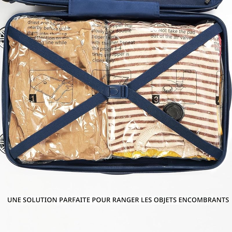 sacs sous vide vetements avec pompe, 4 XL + 4 grands, housse de compression de rangement sous vide pour vêtements, voyage, déménagement