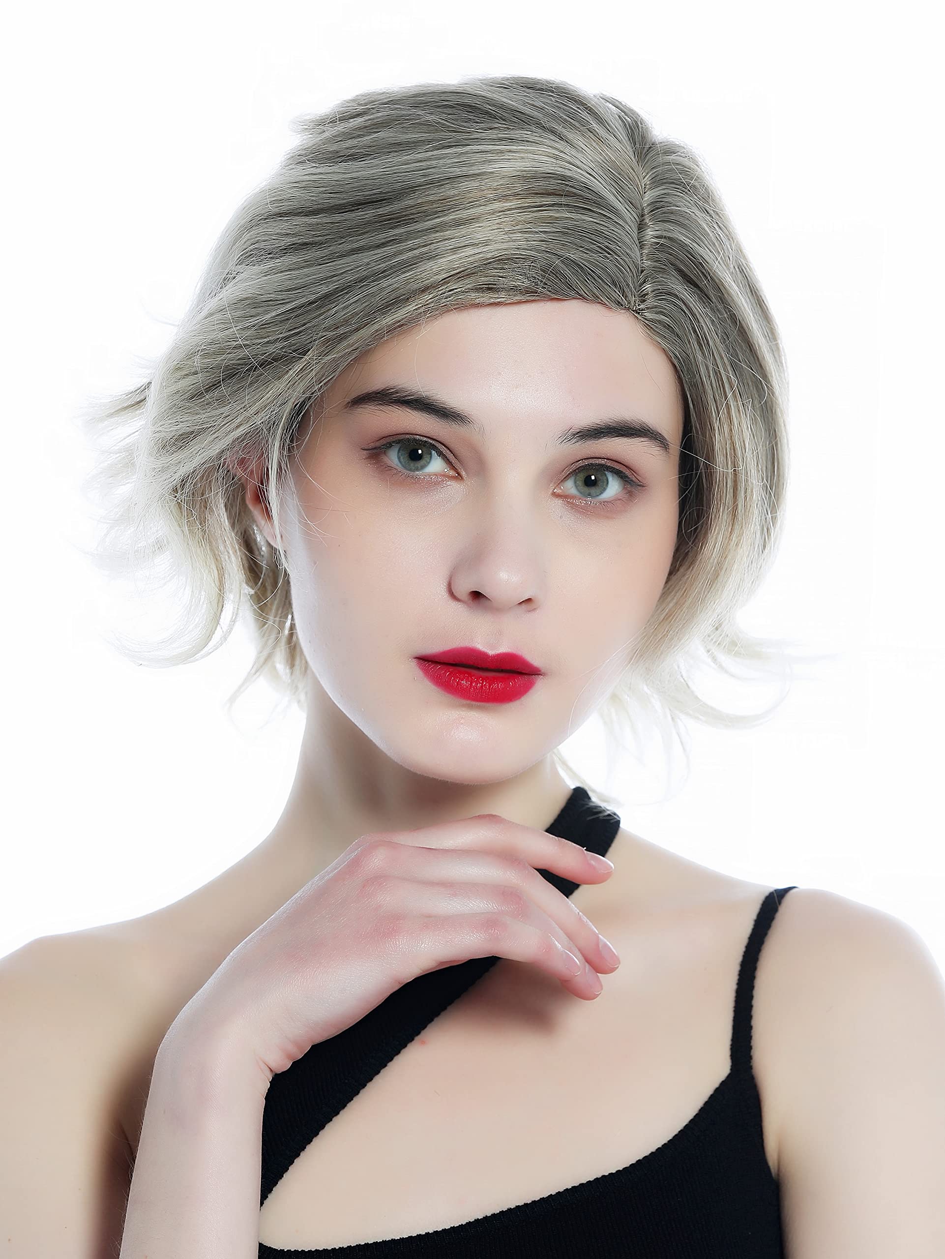 WIG ME UP - DW3334-10T613 Ladies' wig short wild wavy parting parted balayage light brown streaked with light blond