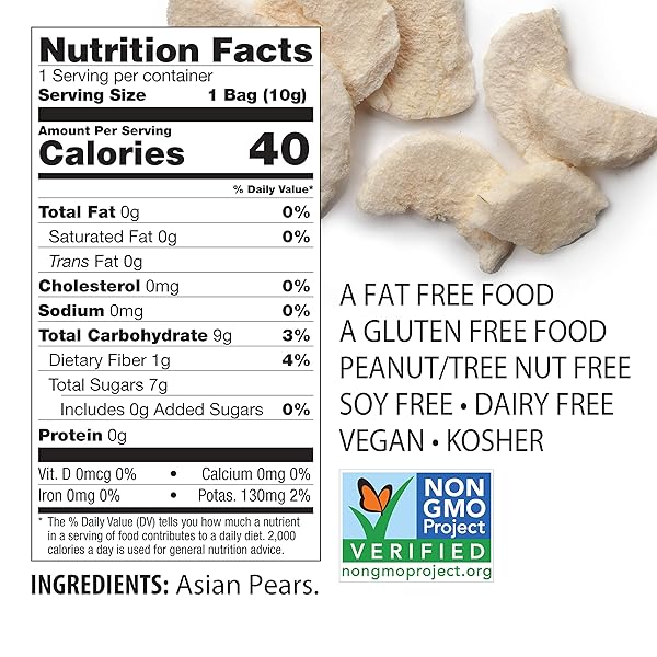 BROTHERS ALL NATURAL FREEZE DRIED FRUIT CRISPS, ASIAN PEAR, 0.35 OZ (PACK OF 24), MADE WITH 100% FRUIT, GLUTEN FREE, SOY FREE, VEGAN, HEATHY SNACK, LUNCH BOX READY